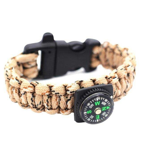 Paracord Wristband <br>with Compass - Beige