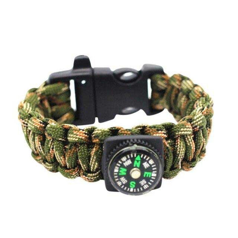 Paracord Wristband<br> with Compass - Camouflage
