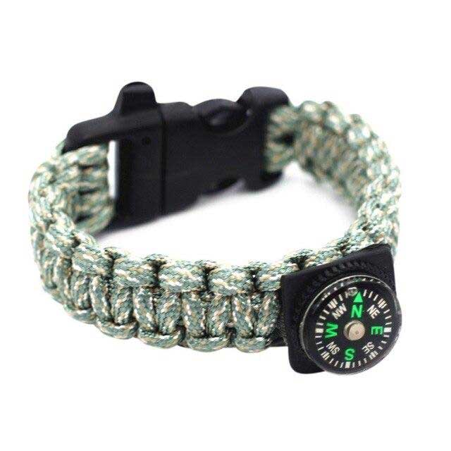 bracelet paracorde avec boussole turquoise