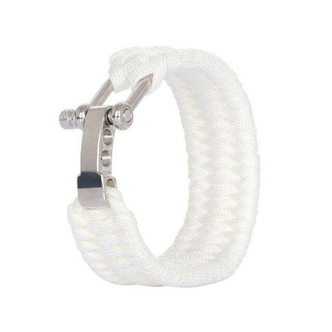 Paracord Wristband<br> with Shackle - White